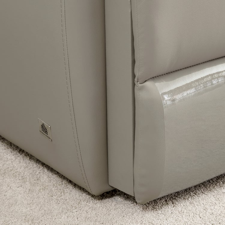 Torino Half Leather 3-Seater Electric Recliner with Right Chaise - Grey