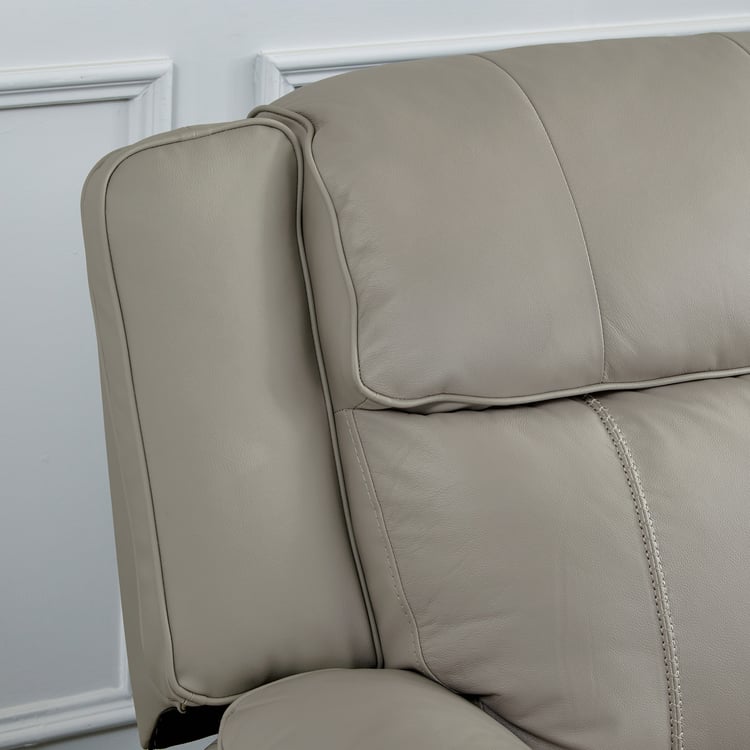 Torino Half Leather 3-Seater Electric Recliner with Right Chaise - Grey