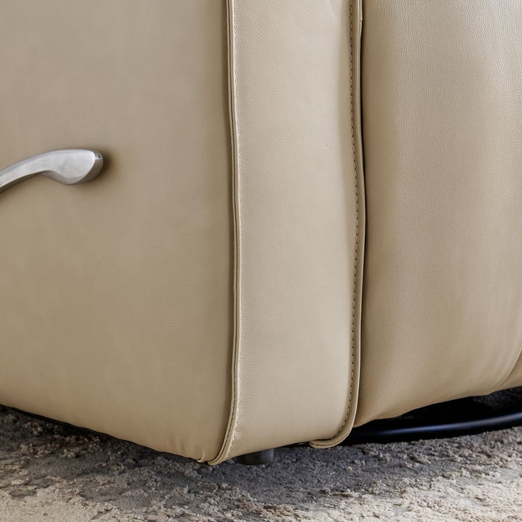Hamburg Half Leather 1-Seater Swivel Rocking Recliner - Beige