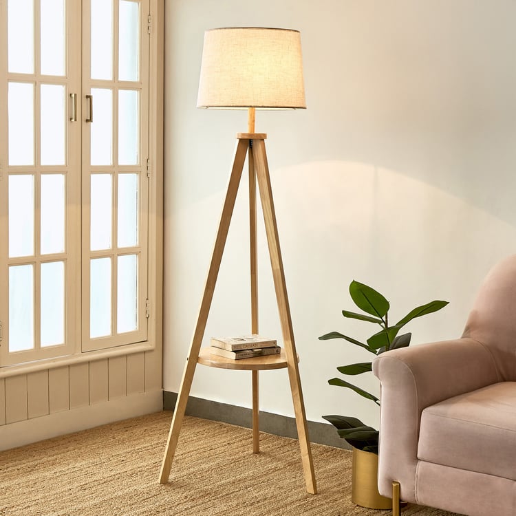 Melody Div Wooden Floor Lamp with Shelf