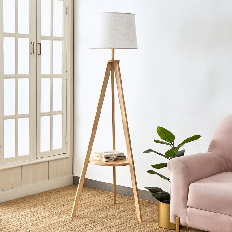 Melody Div Wooden Floor Lamp with Shelf