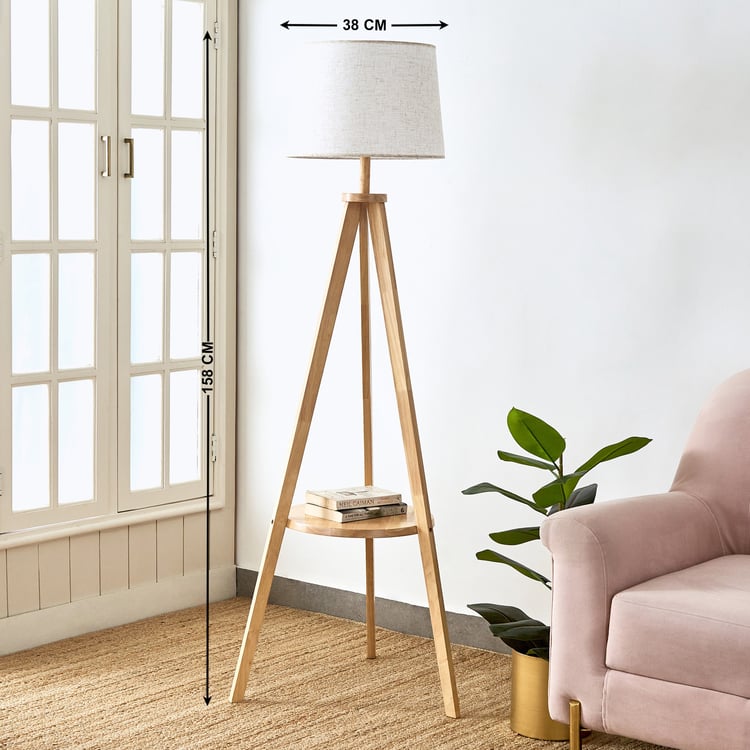 Melody Div Wooden Floor Lamp with Shelf