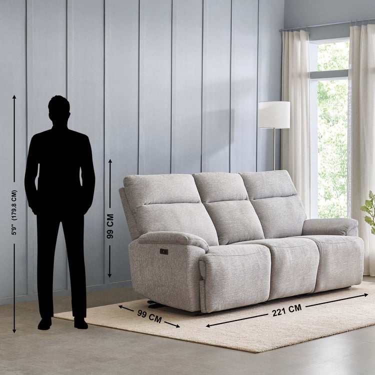 Highlander Fabric 3-Seater Electric Recliner - Grey