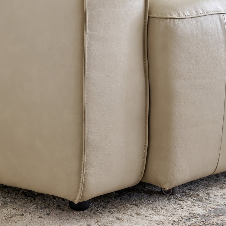 Hamburg Half Leather 3-Seater Electric Recliner - Beige