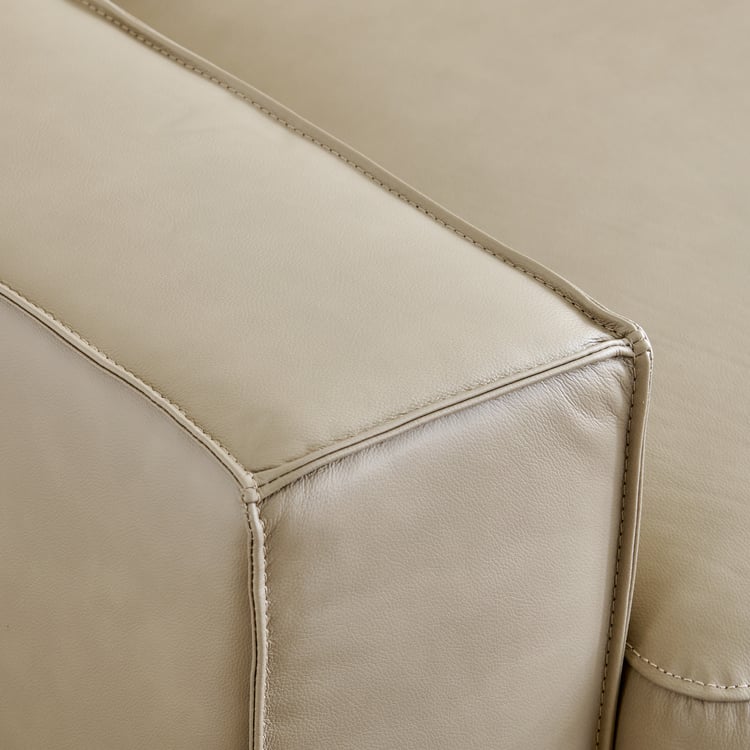 Hamburg Half Leather 3-Seater Electric Recliner - Beige