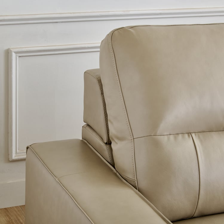 Hamburg Half Leather 3-Seater Electric Recliner - Beige
