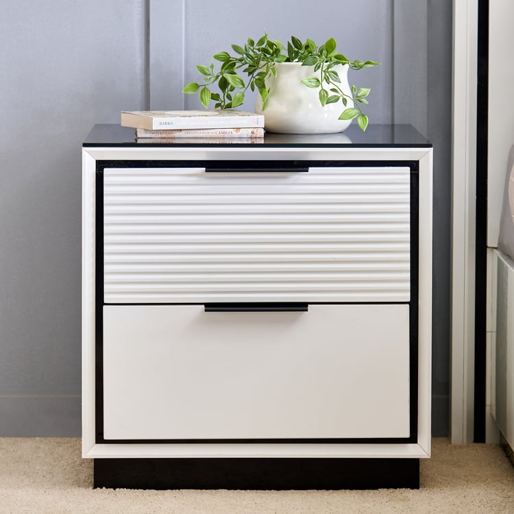 Sterling Bedside Table with Drawer - White