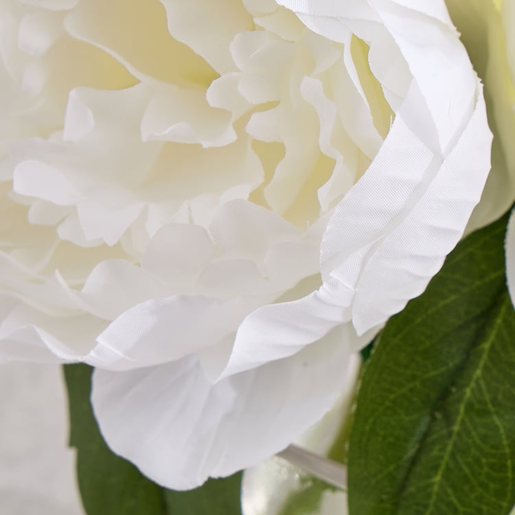 Gloria Crystal Artificial Peony Flowers in Glass Vase