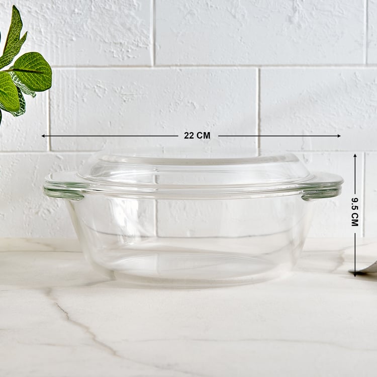 Bakers Pride Elara Borosilicate Glass Casserole with Lid - 1.5L