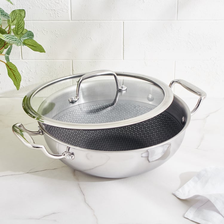 Terra Tales Lavin Triply Stainless Steel Non-Stick Kadhai with Lid - 2.5L