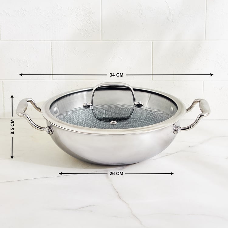 Terra Tales Lavin Triply Stainless Steel Non-Stick Kadhai with Lid - 2.5L
