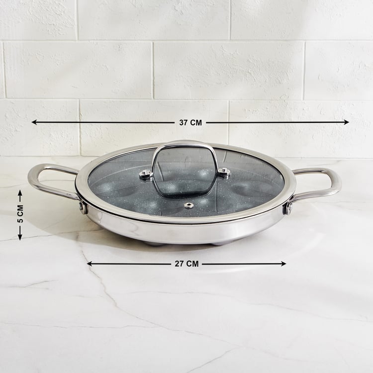 Terra Tales Lavin Triply Stainless Steel Non-Stick Paniyarakal with Lid - 27cm