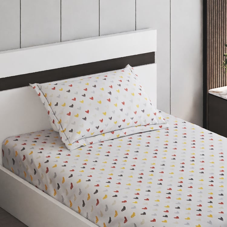Slate Kids Hearts Cotton 150TC Print 2Pcs Single Bedsheet Set