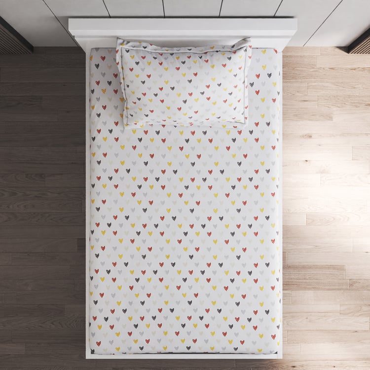 Slate Kids Hearts Cotton 150TC Print 2Pcs Single Bedsheet Set