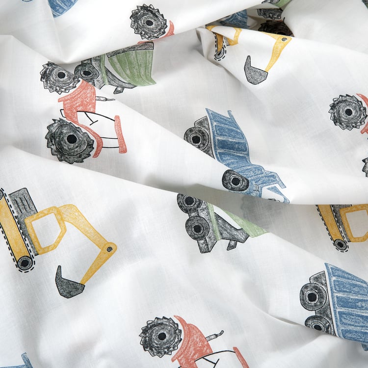 Slate Kids Trucksdiggers Cotton 150TC Printed 2Pcs Single Bedsheet Set