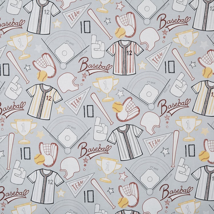 Slate Kids Baseball Cotton 150TC Printed 2Pcs Single Bedsheet Set