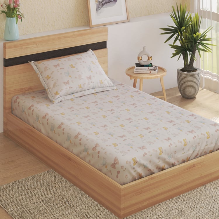 Slate Kids Butterflies Cotton 150TC Printed 2Pcs Single Bedsheet Set