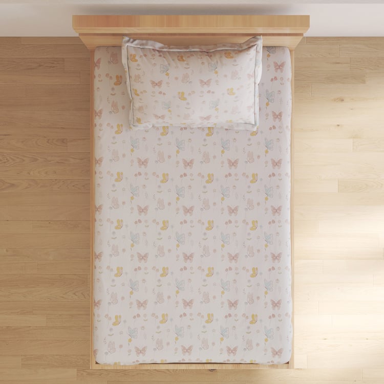 Slate Kids Butterflies Cotton 150TC Printed 2Pcs Single Bedsheet Set