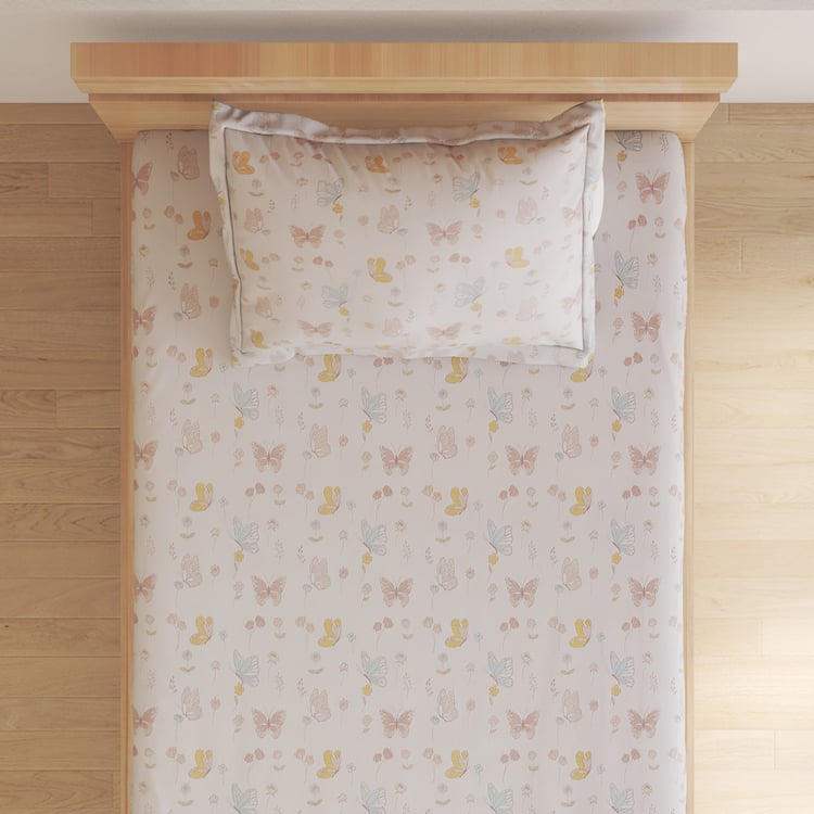 Slate Kids Butterflies Cotton 150TC Printed 2Pcs Single Bedsheet Set