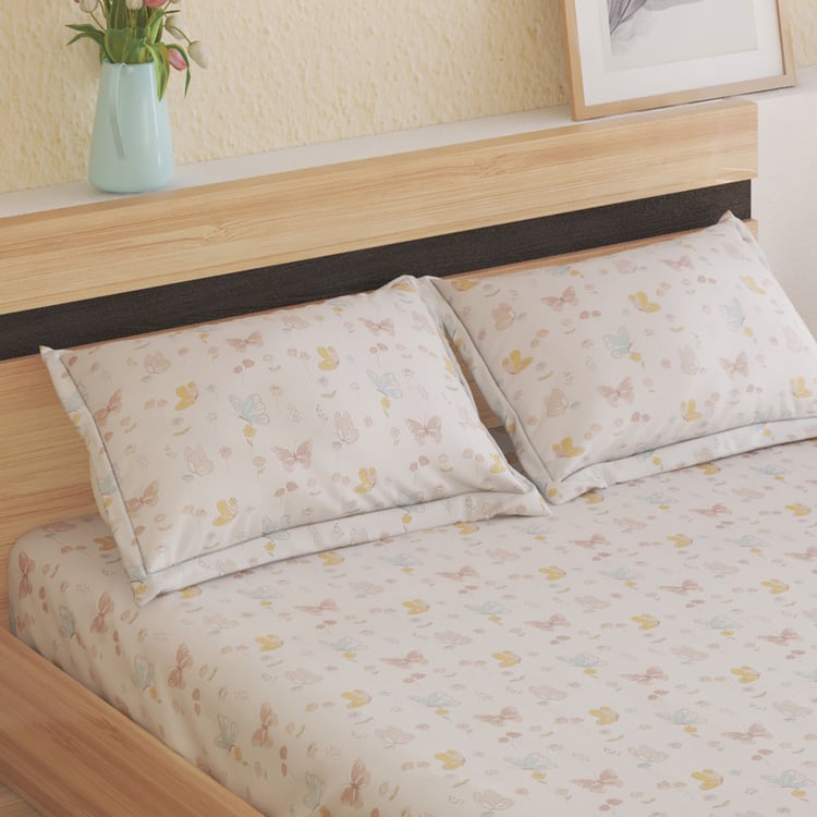 Slate Kids Buterflies Cotton 150TC Printed 3Pcs Queen Bedsheet Set