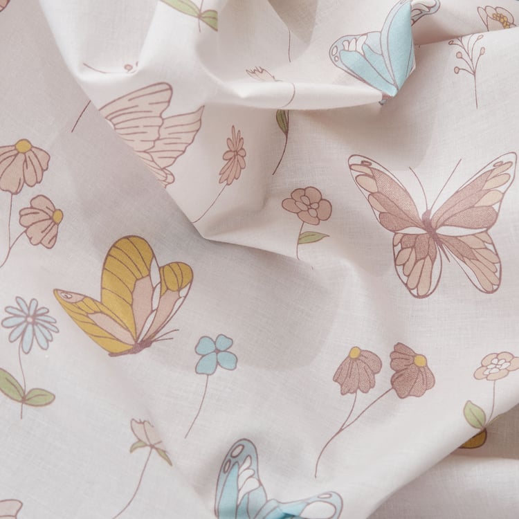 Slate Kids Buterflies Cotton 150TC Printed 3Pcs Queen Bedsheet Set