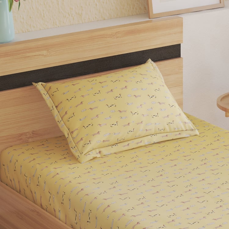 Slate Kids Dachshunds Cotton 150TC Printed 2Pcs Single Bedsheet Set