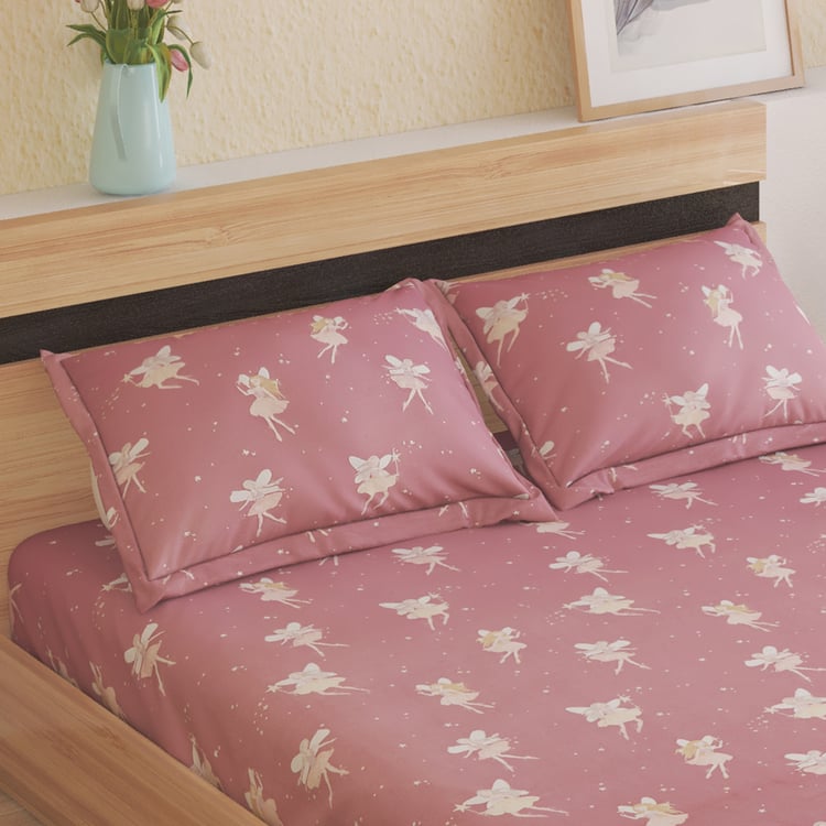 Slate Kids Fairies Cotton 150TC Printed 3Pcs Queen Bedsheet Set