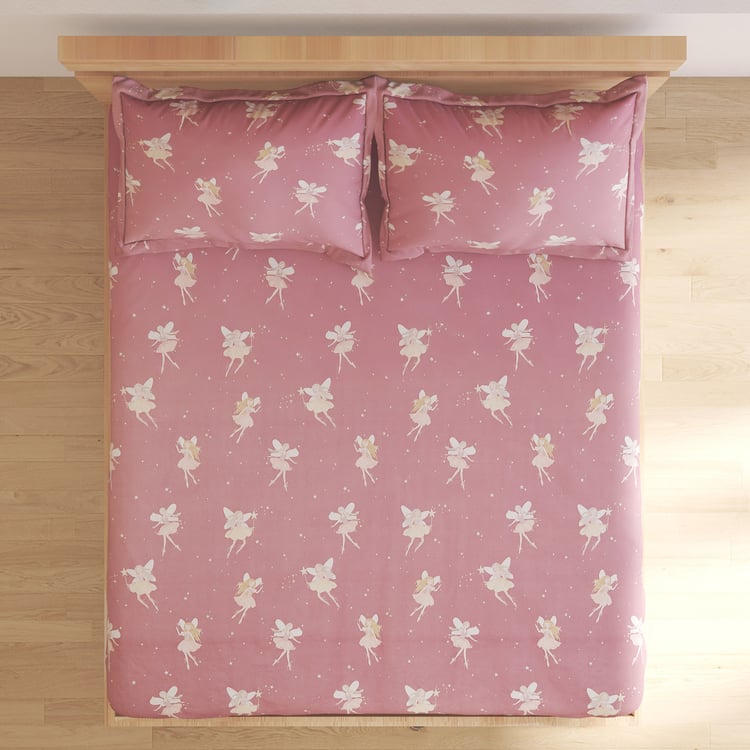 Slate Kids Fairies Cotton 150TC Printed 3Pcs Queen Bedsheet Set