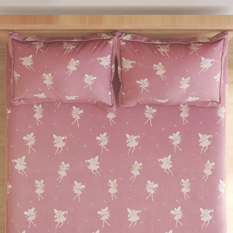 Slate Kids Fairies Cotton 150TC Printed 3Pcs Queen Bedsheet Set