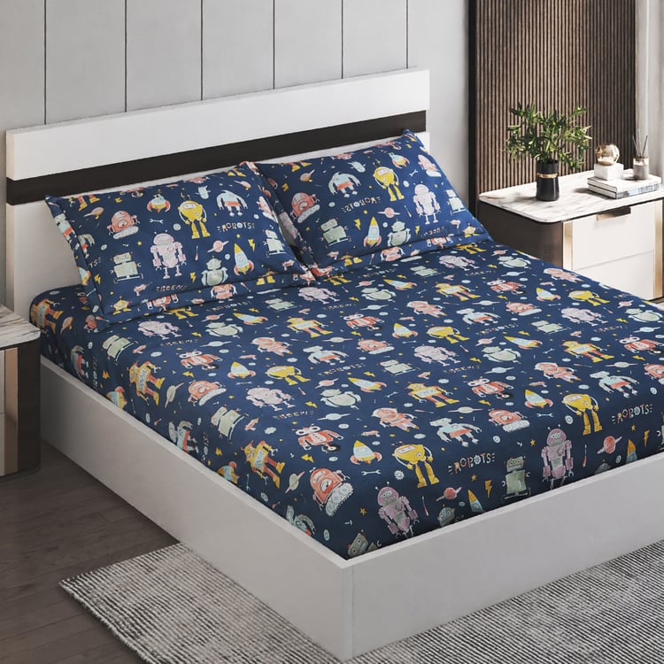 Slate Kids Baseball Cotton 150TC Printed 3Pcs Queen Bedsheet Set