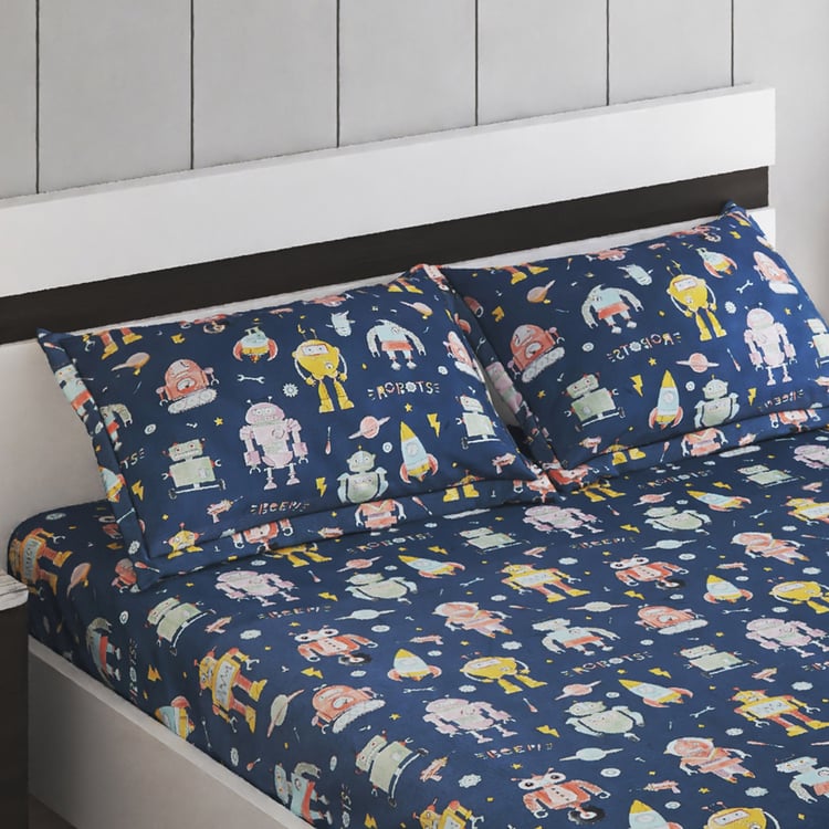 Slate Kids Baseball Cotton 150TC Printed 3Pcs Queen Bedsheet Set