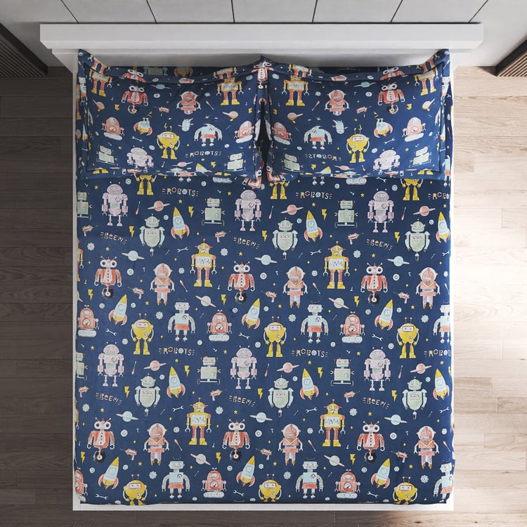 Slate Kids Baseball Cotton 150TC Printed 3Pcs Queen Bedsheet Set