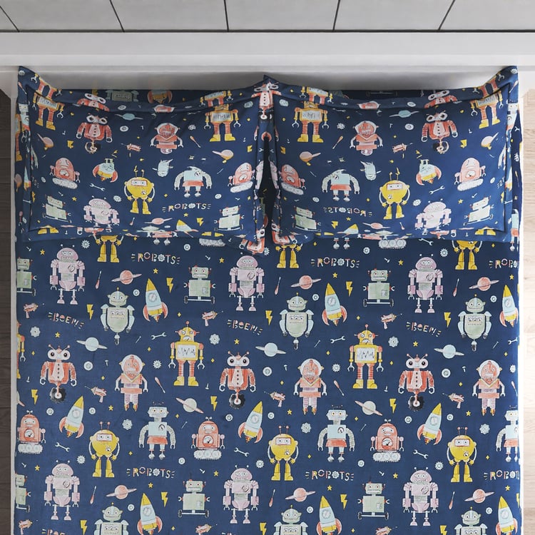 Slate Kids Baseball Cotton 150TC Printed 3Pcs Queen Bedsheet Set