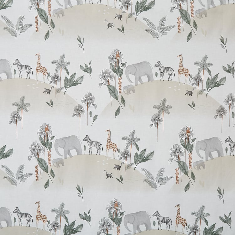 Slate Kids Safari Cotton 150TC Printed 3Pcs Queen Bedsheet Set
