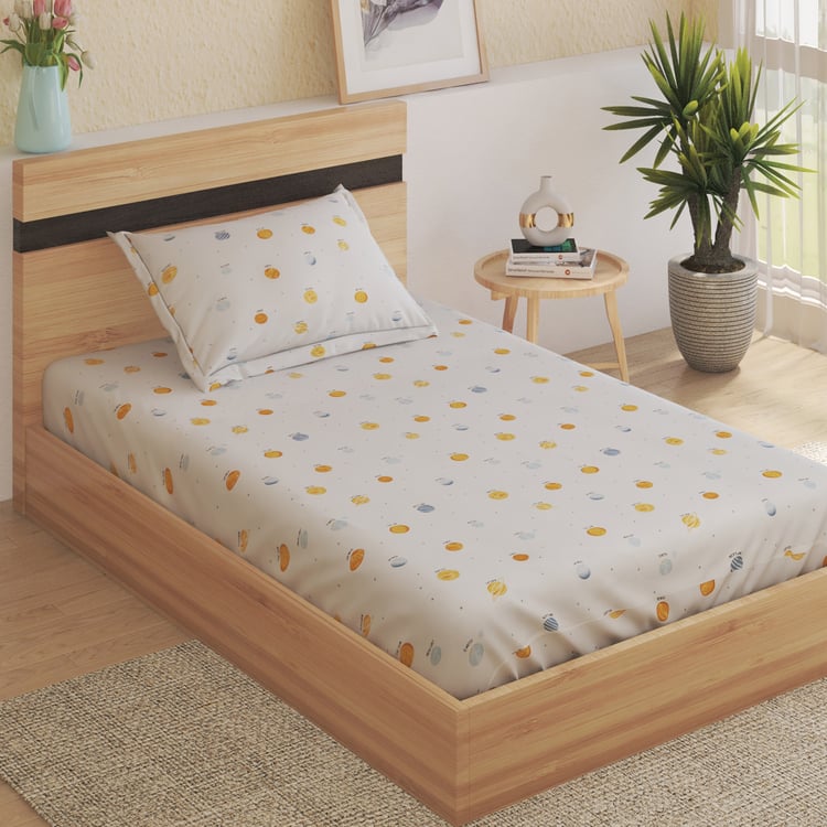 Slate Kids Space Cotton 150TC Printed 2Pcs Single Bedsheet Set