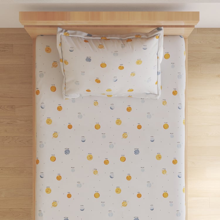 Slate Kids Space Cotton 150TC Printed 2Pcs Single Bedsheet Set