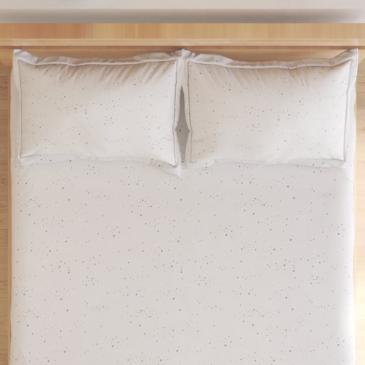 Slate Kids Stars Cotton 150TC Printed 3Pcs Queen Bedsheet Set