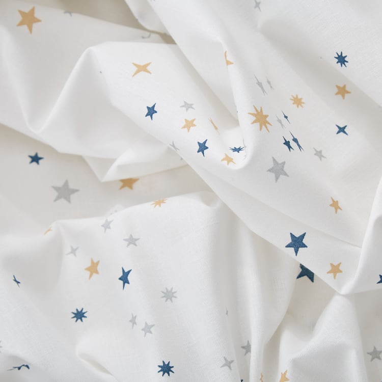 Slate Kids Stars Cotton 150TC Printed 3Pcs Queen Bedsheet Set