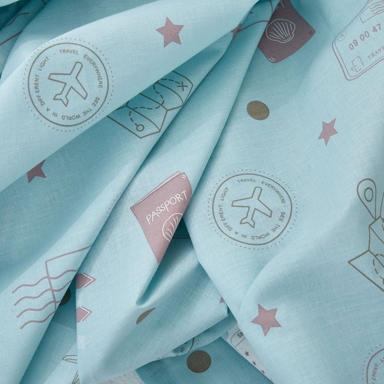 Slate Kids Travel Cotton 150TC Printed 3Pcs Queen Bedsheet Set