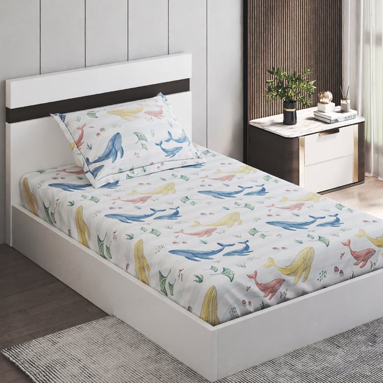 Slate Kids Underwater Cotton 150TC Printed 2Pcs Single Bedsheet Set