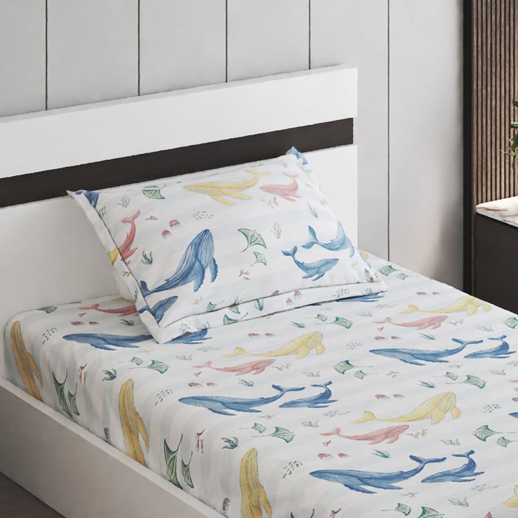 Slate Kids Underwater Cotton 150TC Printed 2Pcs Single Bedsheet Set