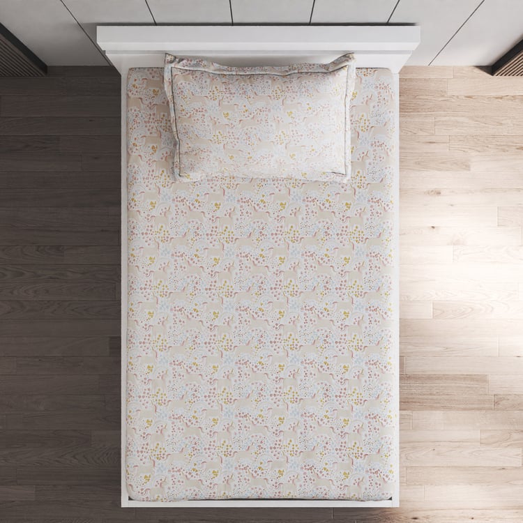Slate Kids Unicorn Cotton 150TC Printed 2Pcs Single Bedsheet Set