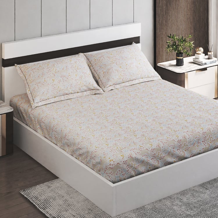 Slate Kids Unicorn 150TC Printed 3Pcs Queen Bedsheet Set