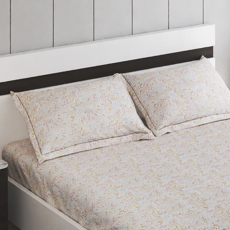 Slate Kids Unicorn 150TC Printed 3Pcs Queen Bedsheet Set