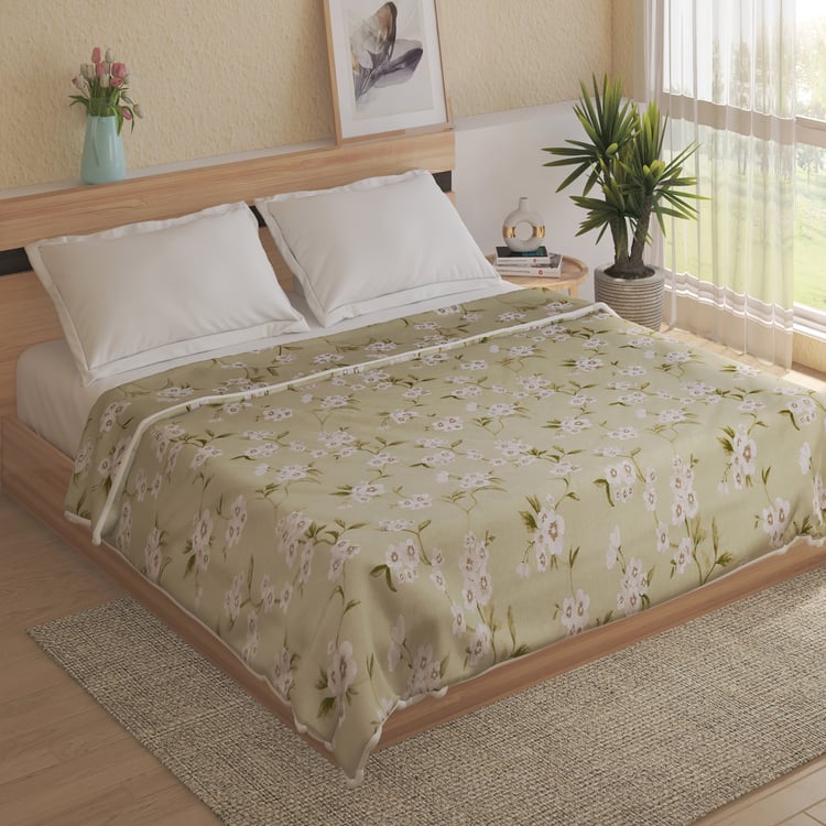 Belmont Marcos Sage Cotton Floral Print Double Dohar