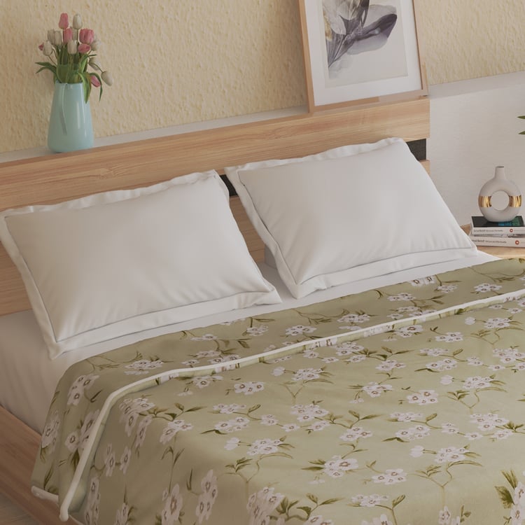 Belmont Marcos Sage Cotton Floral Print Double Dohar