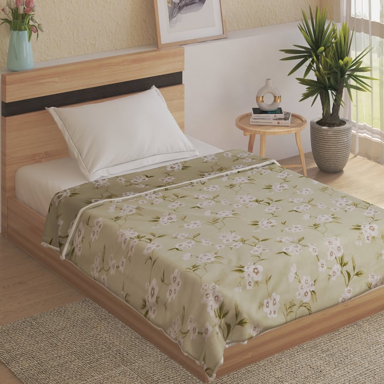 Belmont Marcos Sage Cotton Floral Print Single Dohar