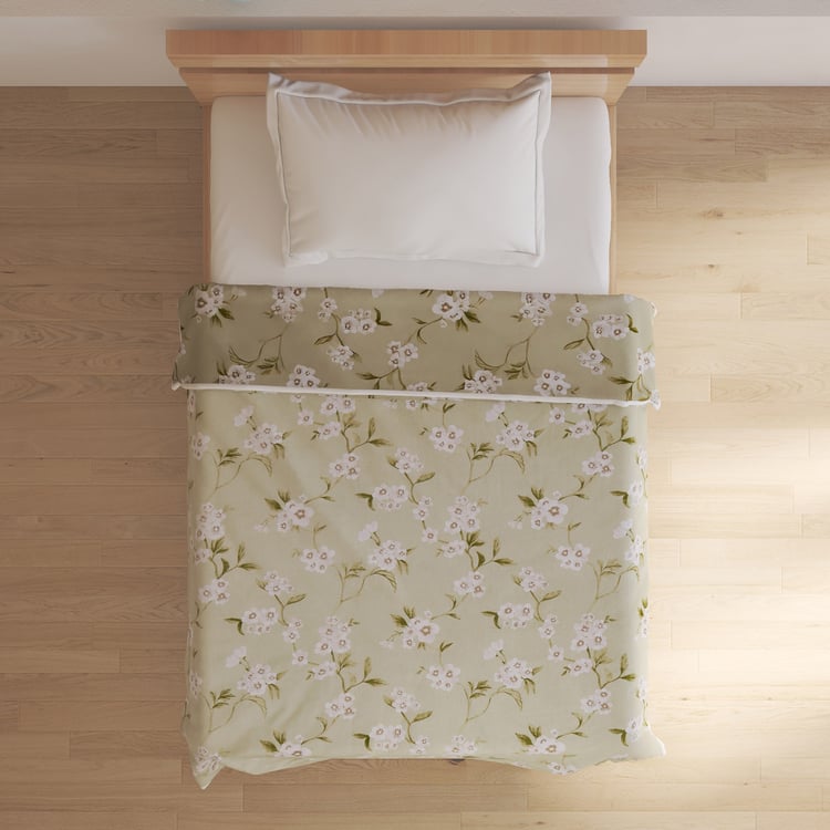 Belmont Marcos Sage Cotton Floral Print Single Dohar