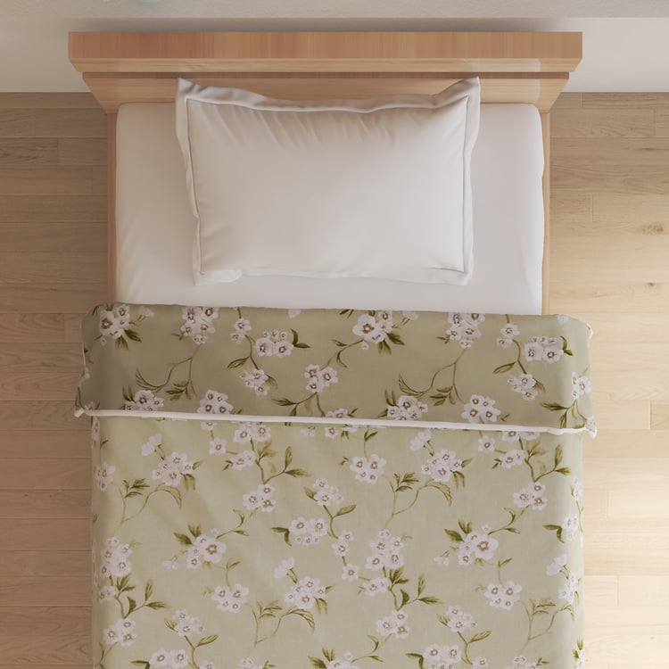 Belmont Marcos Sage Cotton Floral Print Single Dohar