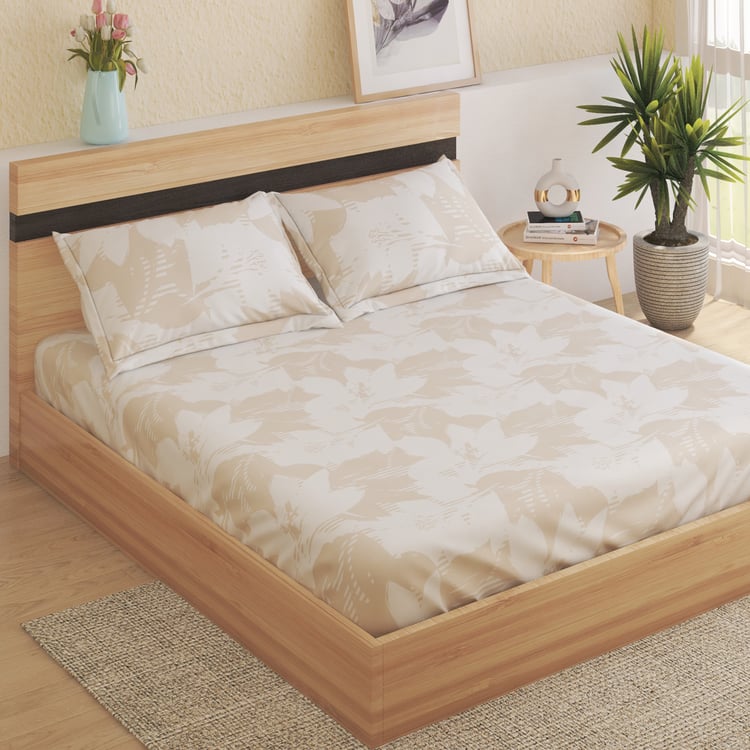 Ezra Bloom Cotton 144TC Printed 3Pcs Queen Bedsheet Set